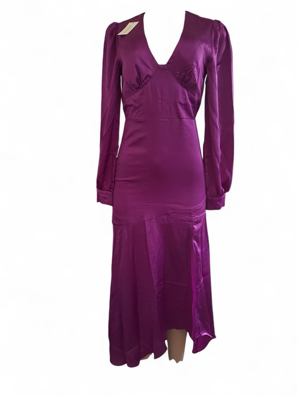 Deep Plum Long-Sleeve V-Neck Dress